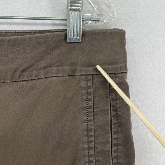 EILEEN FISHER Pants M Organic Cotton Stretch Twill Tapered Cropped Cuff Brown - Picture 9 of 14